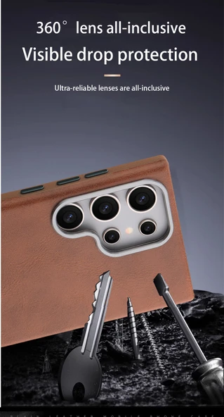 Samsung Galaxy S25 Ultra Uyumlu Siyah Manyetik Deri Kılıf - Resim 7