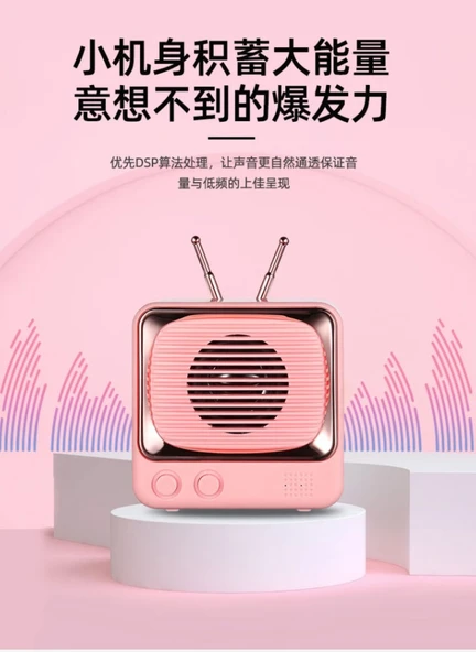 Retro TV Bluetooth Hoparlör - Yeşil - DW02 - 10