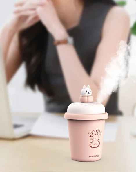 Sütlü Çay Bardağı Hava Nemlendirici - Mavi - Kablosuz - 300ml - 6