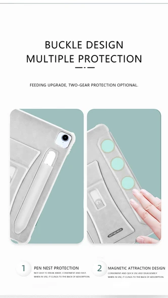 iPad Pro 13 2024 Tablet Kılıfı - Çok Fonksiyonlu Manyetik Standlı - Kart Yuvalı - Gri - 8