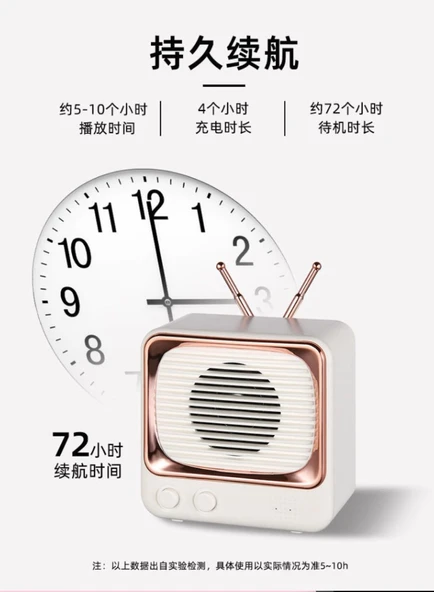 Retro TV Bluetooth Hoparlör - Pembe - DW02 - 11