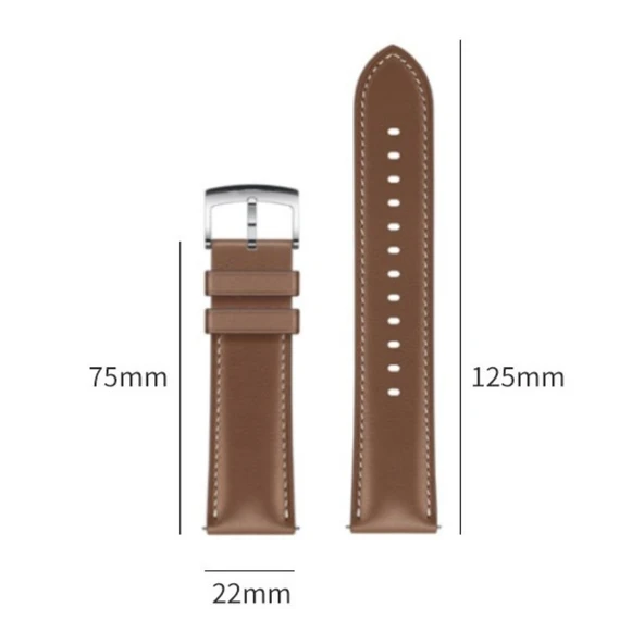 Huawei Watch GT5/GT4 (46mm) 22mm Koyu Kahverengi Deri Kordon - 2