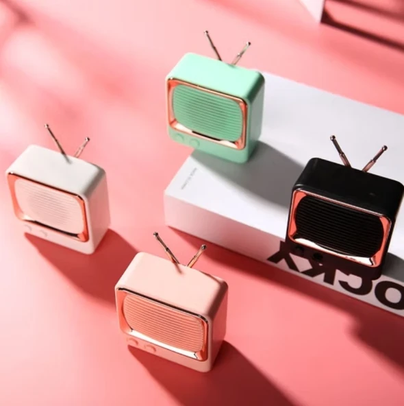 Retro TV Bluetooth Hoparlör - Yeşil - DW02 - 5
