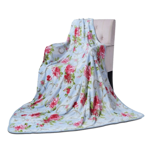 Çiçek Desenli Flanel Bebek Battaniyesi - 80x120cm - Polyester