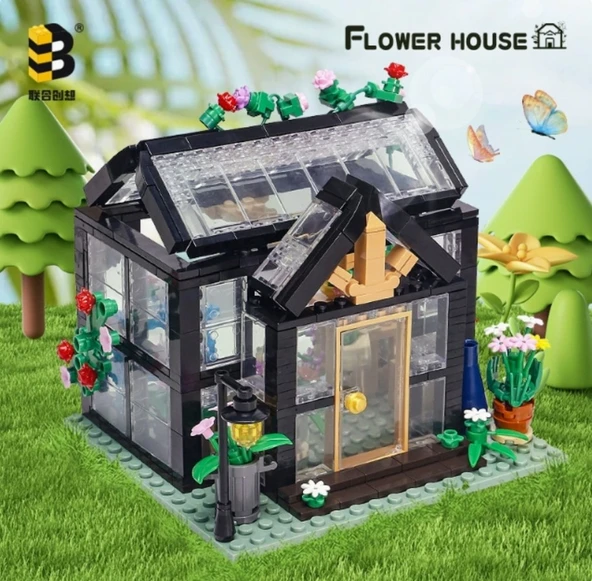 Güneş Çiçek Evi Yapı Seti - Lego Uyumlu - 14.5x14.5x17cm