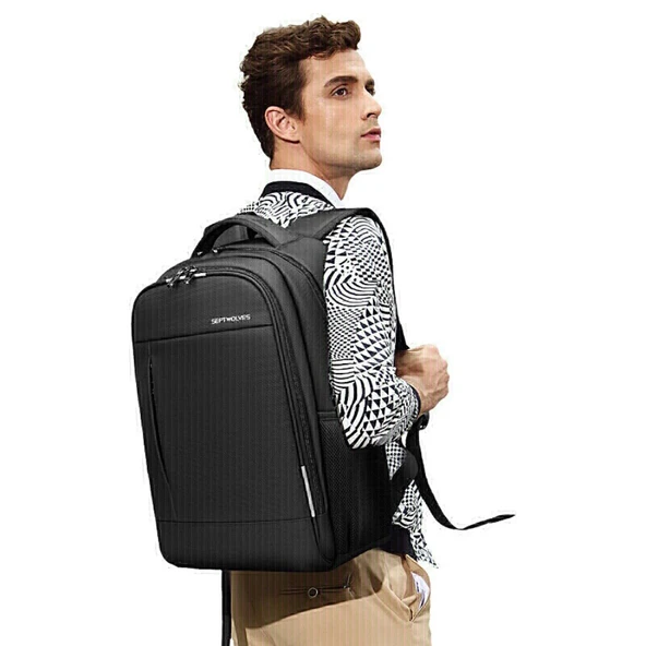 Oxford Kumaş Sırt Çantası - Siyah - 15.6 inç Laptop Bölmeli - 2