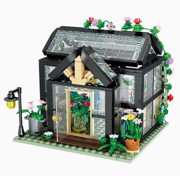 Güneş Çiçek Evi Yapı Seti - Lego Uyumlu - 14.5x14.5x17cm - 4