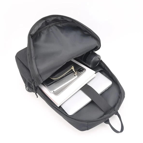 Siyah Su Geçirmez Oxford Kumaş Sırt Çantası - 30x43x14.5cm - 6