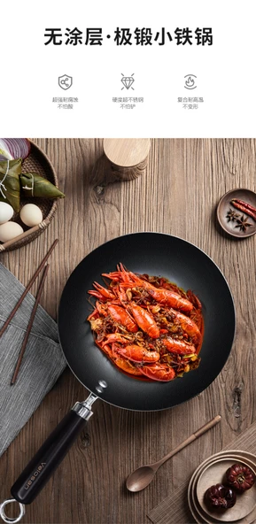 20cm Siyah Dökme Demir Wok Tava - 5
