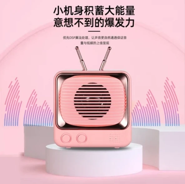 Retro TV Bluetooth Hoparlör - Siyah - DW02 - 4