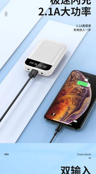5000mAh Polimer Pilli Powerbank - Çift Girişli - LED Ekranlı - 9