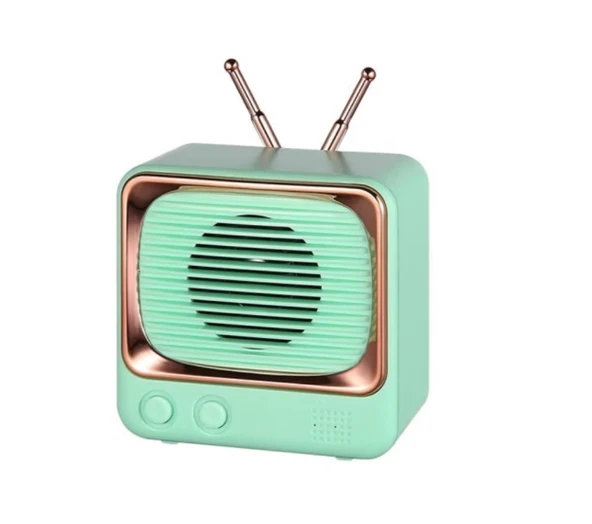 Retro TV Bluetooth Hoparlör - Yeşil - DW02
