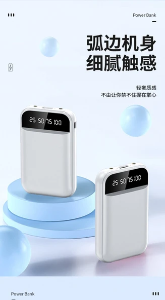 5000mAh Polimer Pilli Powerbank - Çift Girişli - LED Ekranlı - 7