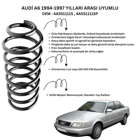 Audi A6 (1994-1997) Uyumlu Standart Yay ST102004R - Arka Helezon Yay Takımı - 2 Adet