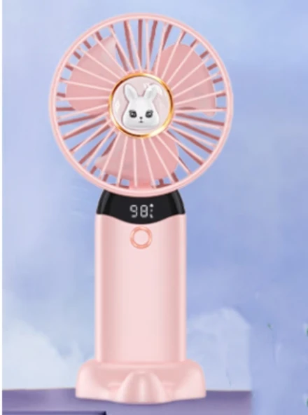 Standlı Taşınabilir Şarjlı Fan - Pembe