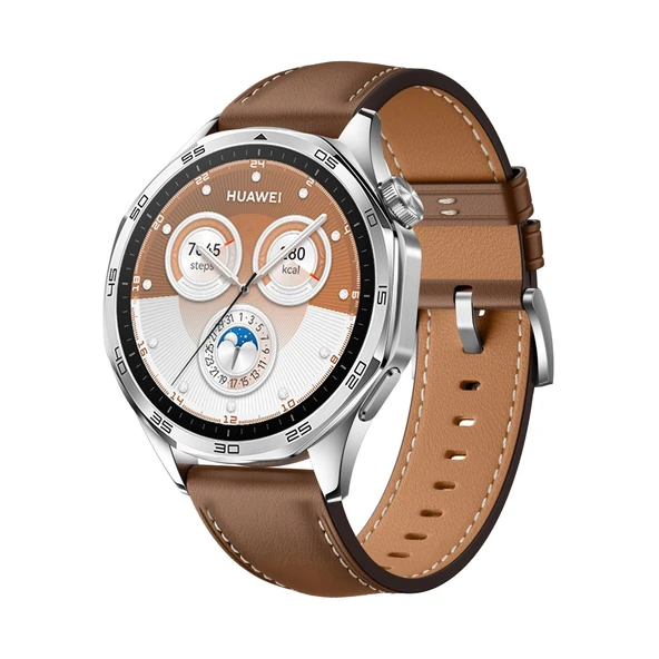 Huawei Watch GT5/GT4 (46mm) 22mm Koyu Kahverengi Deri Kordon