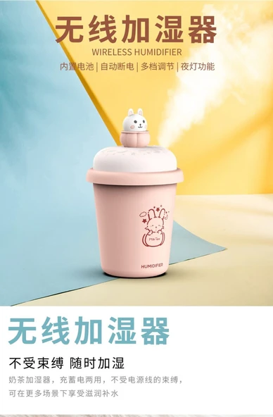 Sütlü Çay Bardağı Hava Nemlendirici - Mavi - Kablosuz - 300ml - 4