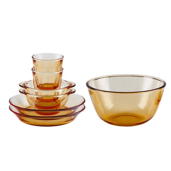 7 Parça Kristal Saklama Kabı Seti (2x 5.5 inç Kase, 2x 7 inç Tabak, 2x 270ml Bardak, 1x 1.6L Kase)