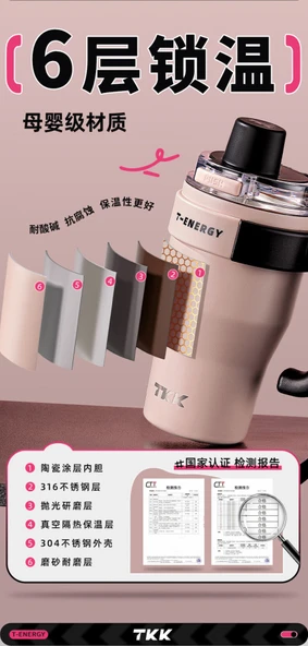 1200ML Termos Bardak - Kum Kahvesi - 5