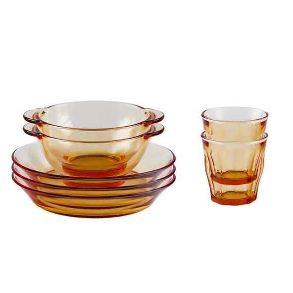 7 Parça Kristal Saklama Kabı Seti (2x 5.5 inç Kase, 3x 7 inç Tabak, 2x 270ml Bardak)