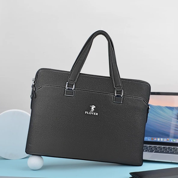 PU Evrak Çantası - Siyah - 14 inç Laptop Bölmeli - 6
