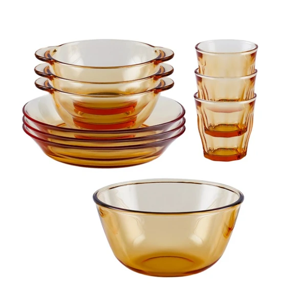 10 Parça Kristal Saklama Kabı Seti (3x 5.5 inç Kase, 3x 7 inç Tabak, 3x 270ml Bardak, 1x 1.6L Kase)