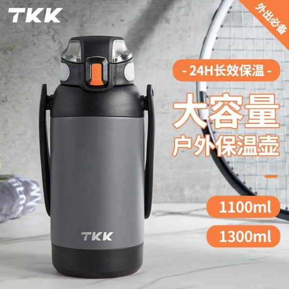 1100ML Paslanmaz Çelik Termos - Gece Siyahı