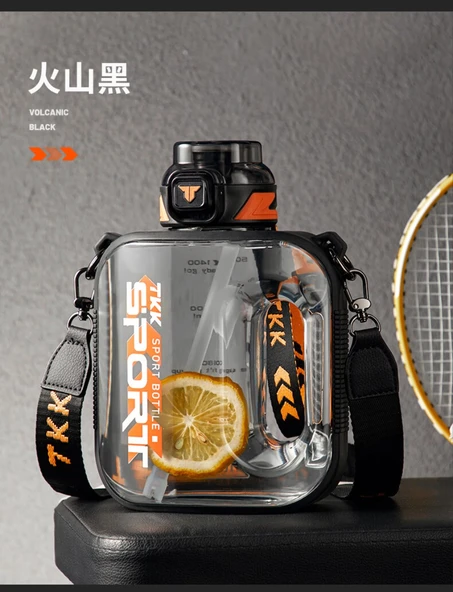 1600ML Tritan Spor Su Şişesi - Volkanik Siyah