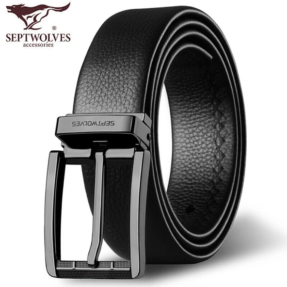 Siyah Hakiki Deri Erkek Kemer - Tokalı - 3.4cm