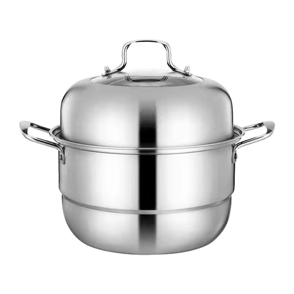 Çift Katlı Paslanmaz Çelik Buhar Tenceresi - 28cm