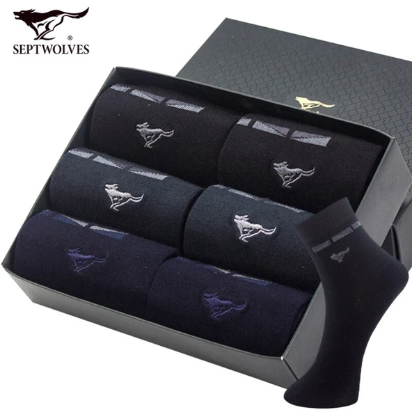 Erkek Pamuklu Günlük Çorap - Karışık Renkler - Tek Beden - 6'lı Paket