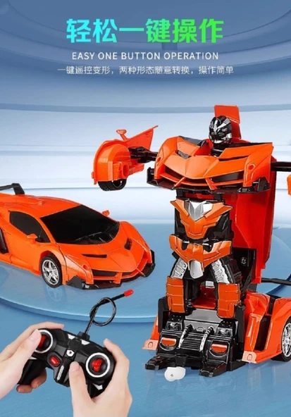 Uzaktan Kumandalı Dönüşen Araba Robot - Kırmızı Lamborghini, Şarj Edilebilir - 6