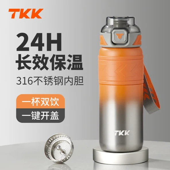 700ML Paslanmaz Çelik Termos - Turuncu Çelik