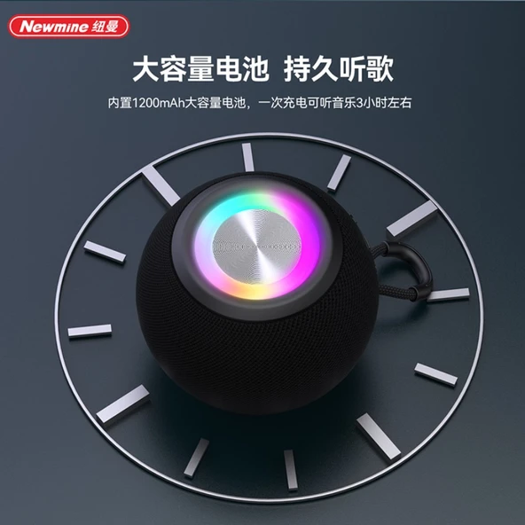 Masaüstü Bluetooth Hoparlör - Siyah - RGB Işıklı - 10