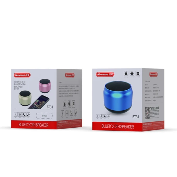Mini Masaüstü Bluetooth Hoparlör - Mavi - 3