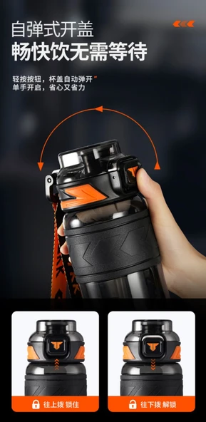 600ML Tritan Spor Su Şişesi - Volkanik Siyah - 6