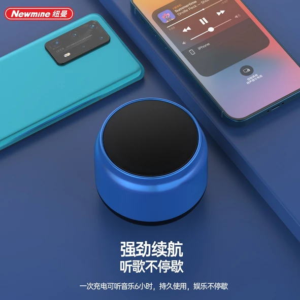 Mini Masaüstü Bluetooth Hoparlör - Mavi - 9