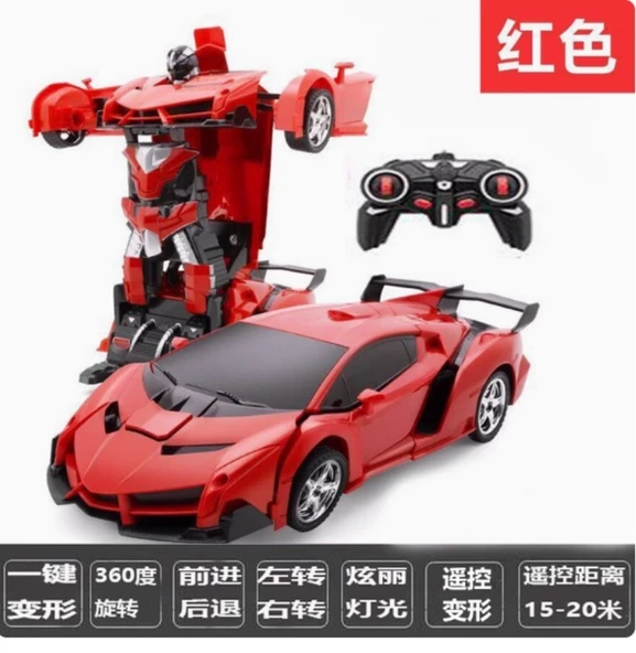Uzaktan Kumandalı Dönüşen Araba Robot - Kırmızı Lamborghini, Şarj Edilebilir