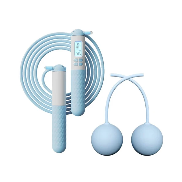 Akıllı Sayma Atlama İpi - 4.5mm*3m Çelik Halat + 65mm EVA Kablosuz Top 105g - 2