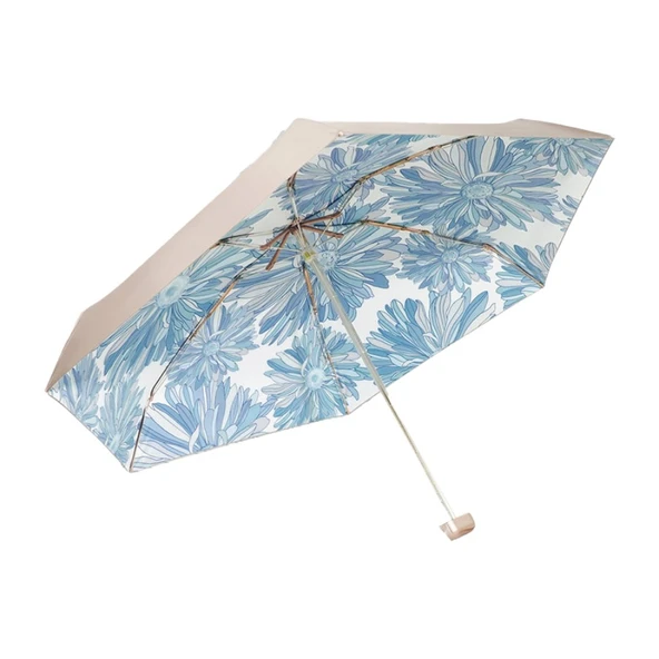 Altı Katlanır Güneş Şemsiyesi - 50*6K, 90cm Çap, 15cm Katlanmış Uzunluk