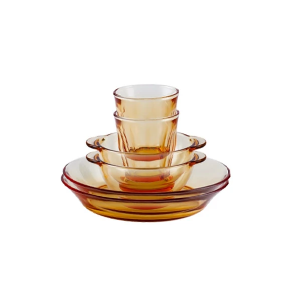 6 Parça Kristal Saklama Kabı Seti (2x 5.5 inç Kase, 2x 7 inç Tabak, 2x 270ml Bardak)