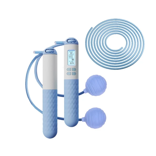 Akıllı Sayma Atlama İpi - 4.5mm*3m Çelik Halat + 40mm PVC Kablosuz Top 75g