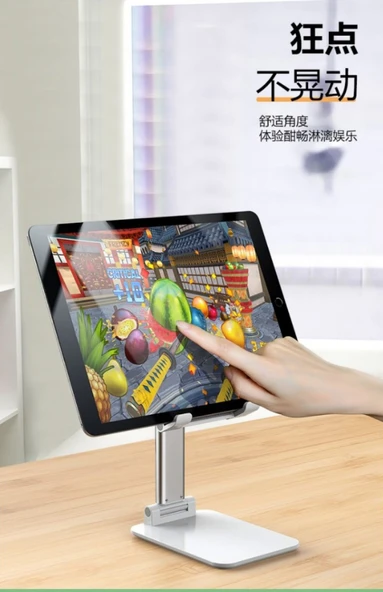 Ayarlanabilir Katlanabilir Masa Tablet Telefon Standı - Beyaz - 10