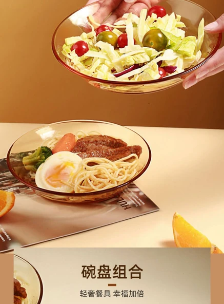 6 Parça Kristal Saklama Kabı Seti (2x 5.5 inç Kase, 2x 7 inç Tabak, 2x 270ml Bardak) - 11