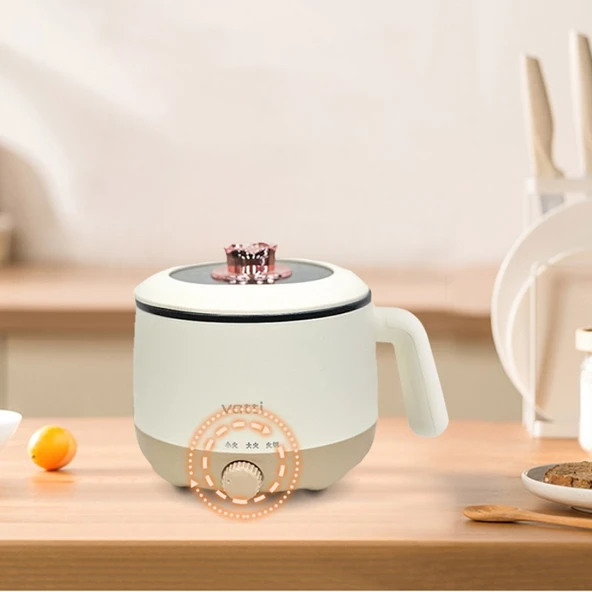 Mini Elektrikli Tencere - 1.5L - 350W - Bej - 6