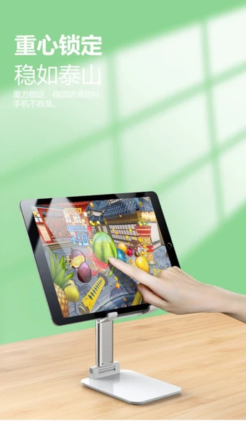 Ayarlanabilir Katlanabilir Masa Tablet Telefon Standı - Beyaz - 7