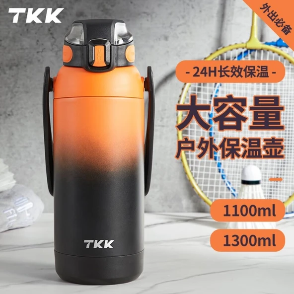 1300ml Paslanmaz Çelik Termos - Alev Turuncusu