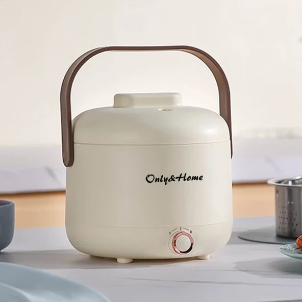 Mini Çok Fonksiyonlu Elektrikli Pilav Pişirici - 1.7L - 600W - Beyaz - 190x180mm - 4