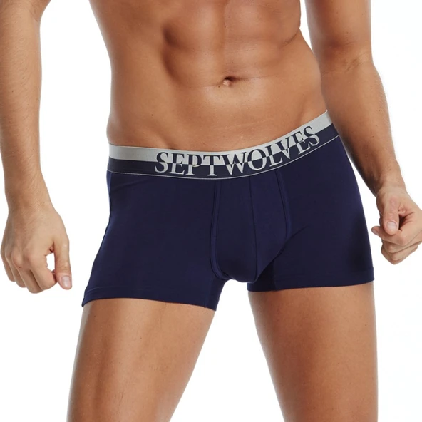 Erkek Bambu Fiber Boxer Külot 2'li Paket - Karışık Koyu Gri+Siyah+Koyu Mor+Lacivert - L