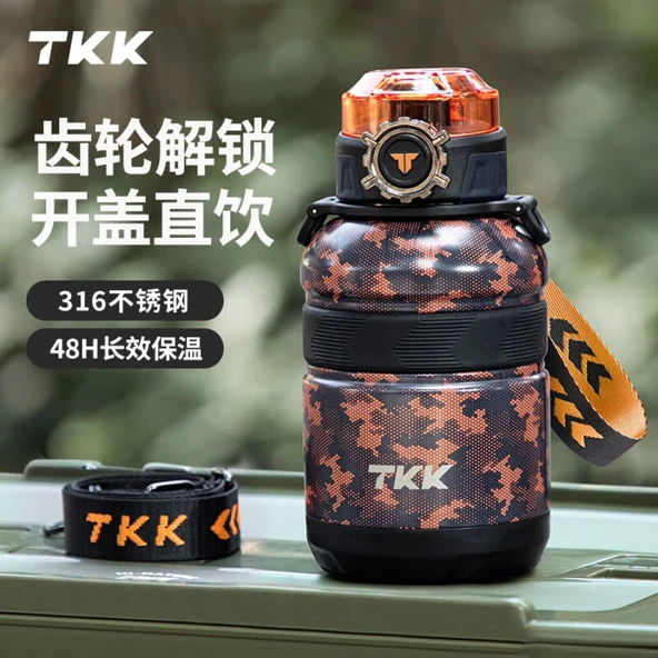 316 Paslanmaz Çelik Termos - Turuncu - 900ML